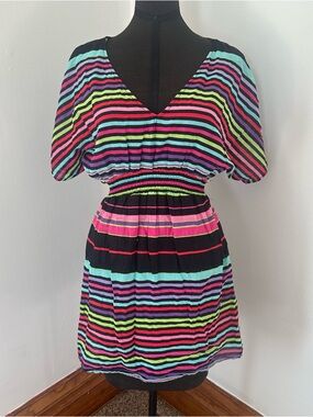 Women 100% Cotton Xhilaration Multicolor Striped Dress Swimwear Cover-Up M